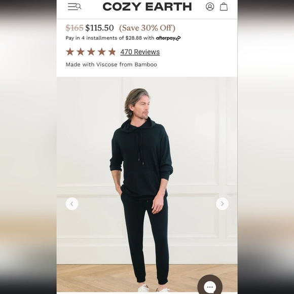 Black Cozy Earth Bamboo Mens Jogger Pants Activewear Pajama 2X NWOT Unisex - Picture 3 of 4